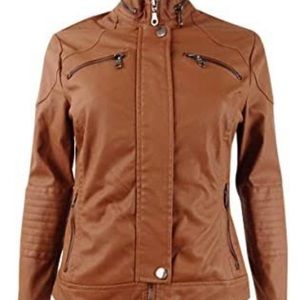 Vintage brown faux leather jacket